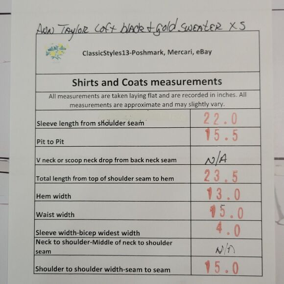 Ann Taylor Loft black gold metallic sweater size XS - Picture 8 of 8